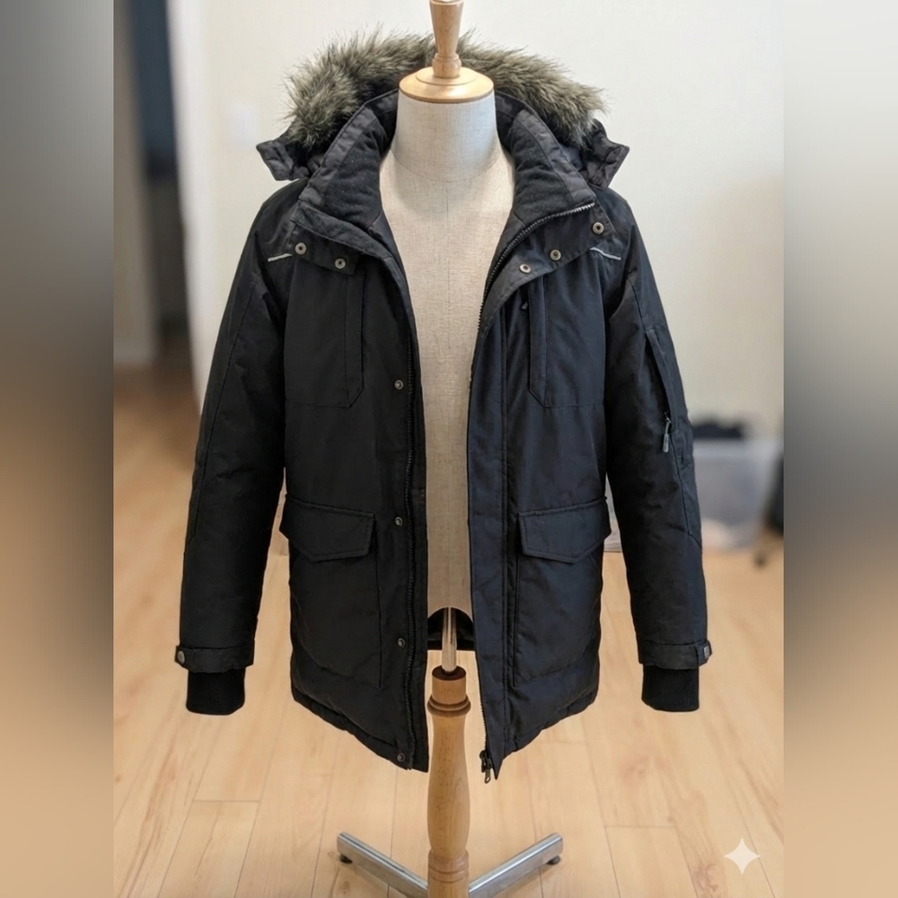 Kamik Women's Black Down Filled Parka with Faux Fur Hood